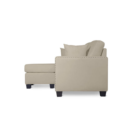 Scott Beige Modern Sturdy Wood Fabric Reversible Sofa Chaise W/ 2 Plws - Ella Furniture