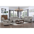 Beige Solid Wood And Plywood Polished Microfiber Upholstery Motion Sofa And Loveseat - Ella Furniture