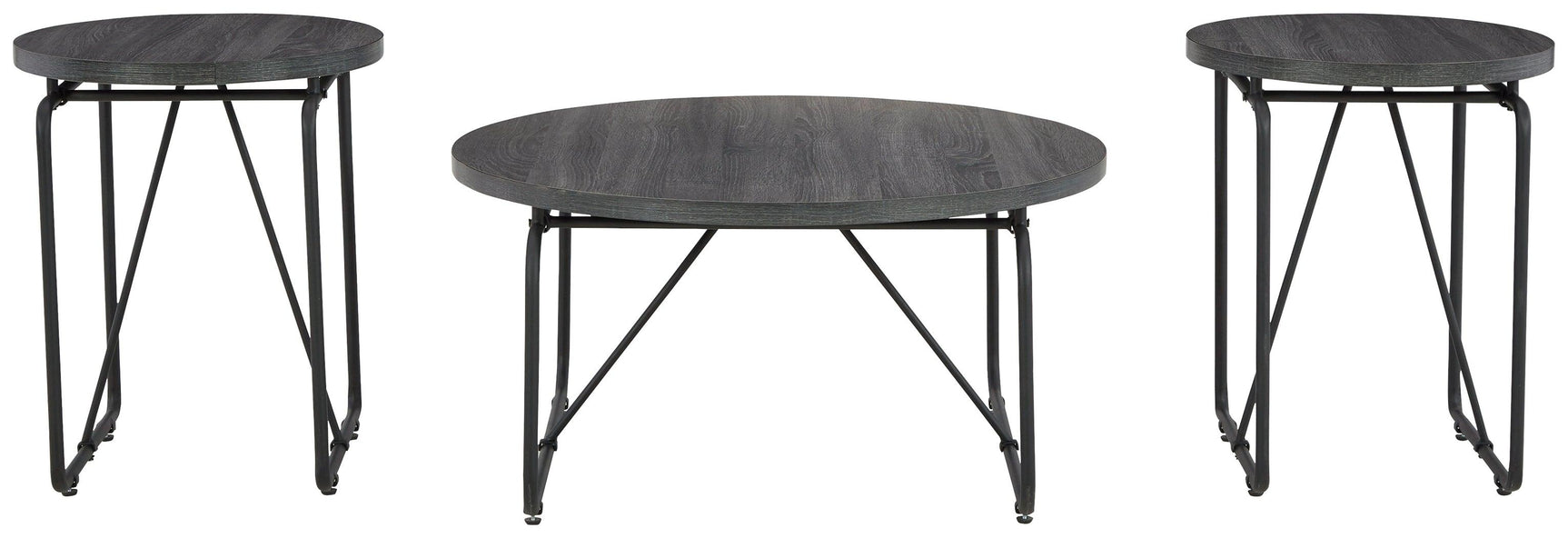 Garvine Charcoal/black Table (Set Of 3) - Ella Furniture