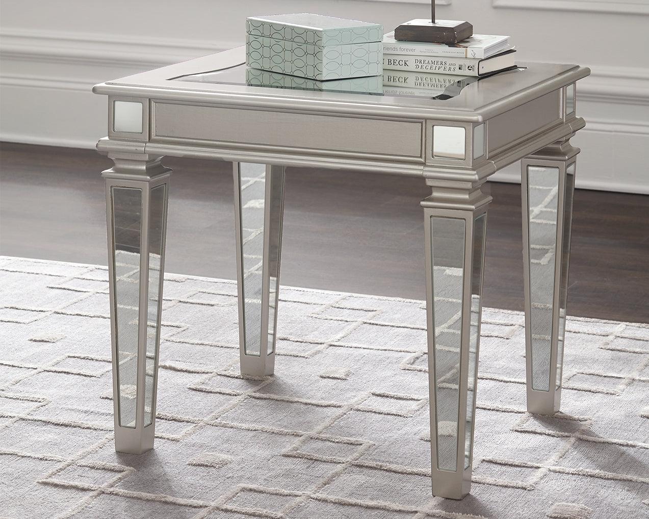 Tessani Silver End Table - Ella Furniture