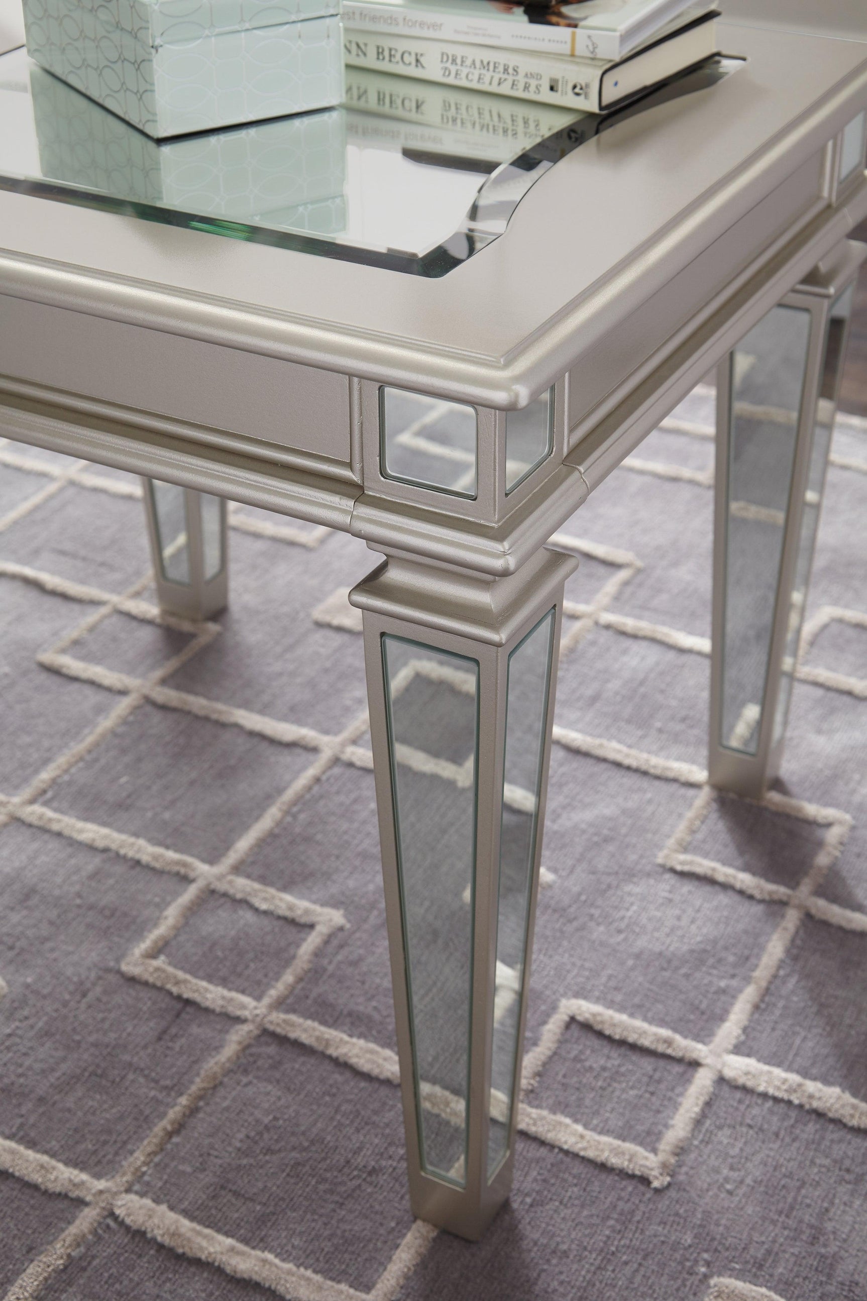 Tessani Silver End Table - Ella Furniture