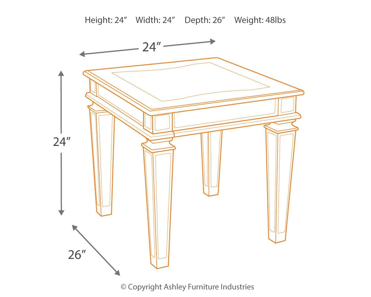 Tessani Silver End Table - Ella Furniture