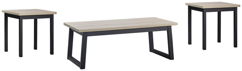 Waylowe Natural/black Table (Set Of 3) - Ella Furniture