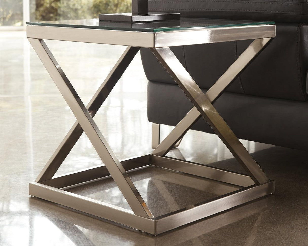 Coylin Brushed Nickel Finish Coffee Table With 1 End Table - Ella Furniture