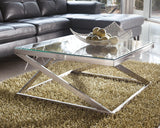 Coylin Brushed Nickel Finish Coffee Table With 1 End Table - Ella Furniture