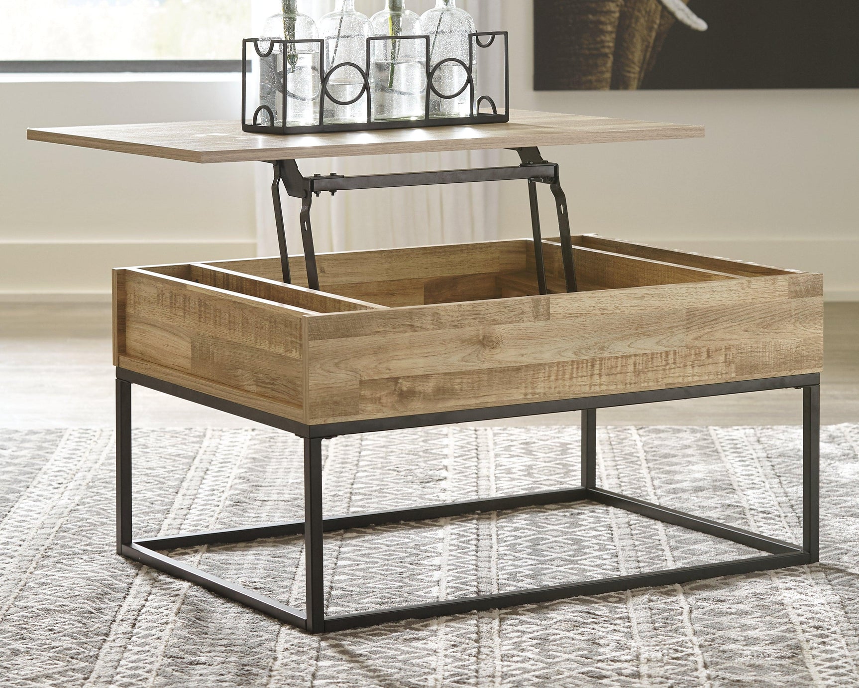 Gerdanet Natural Lift-top Coffee Table - Ella Furniture