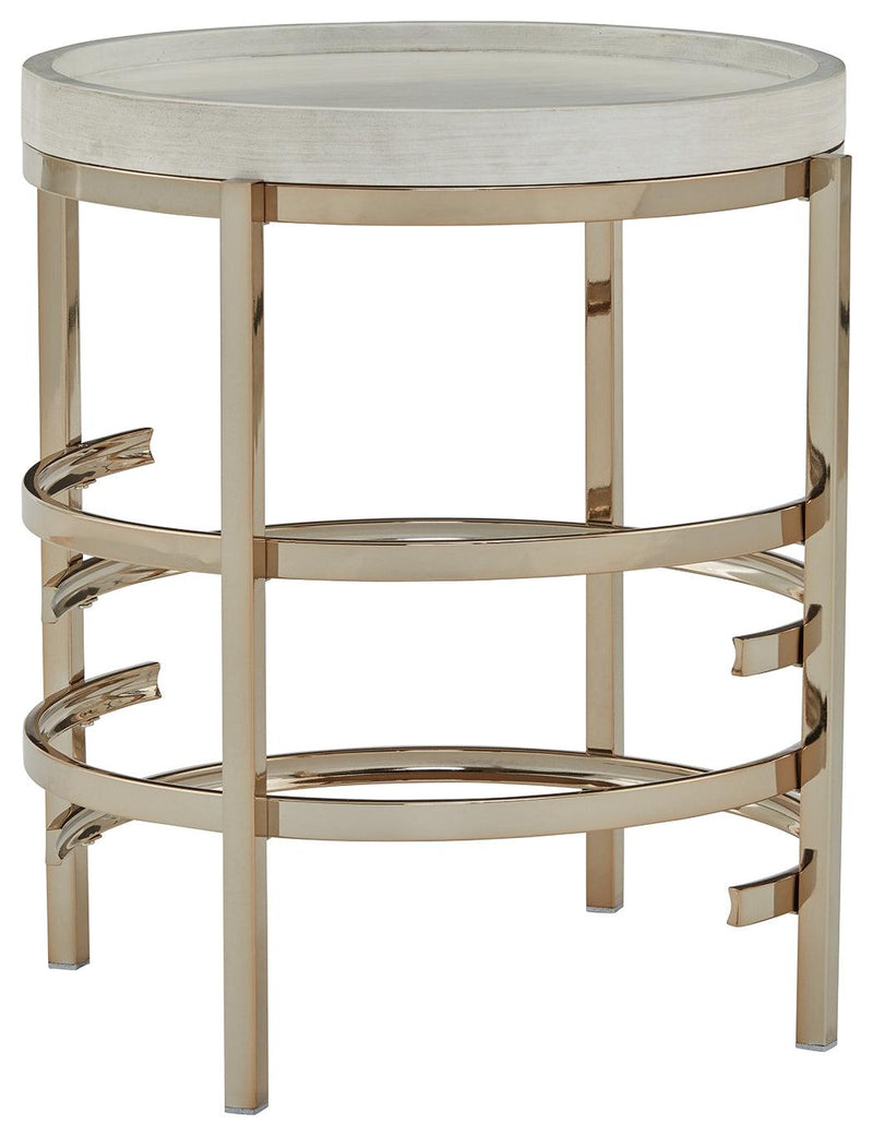 Montiflyn White/gold Finish End Table