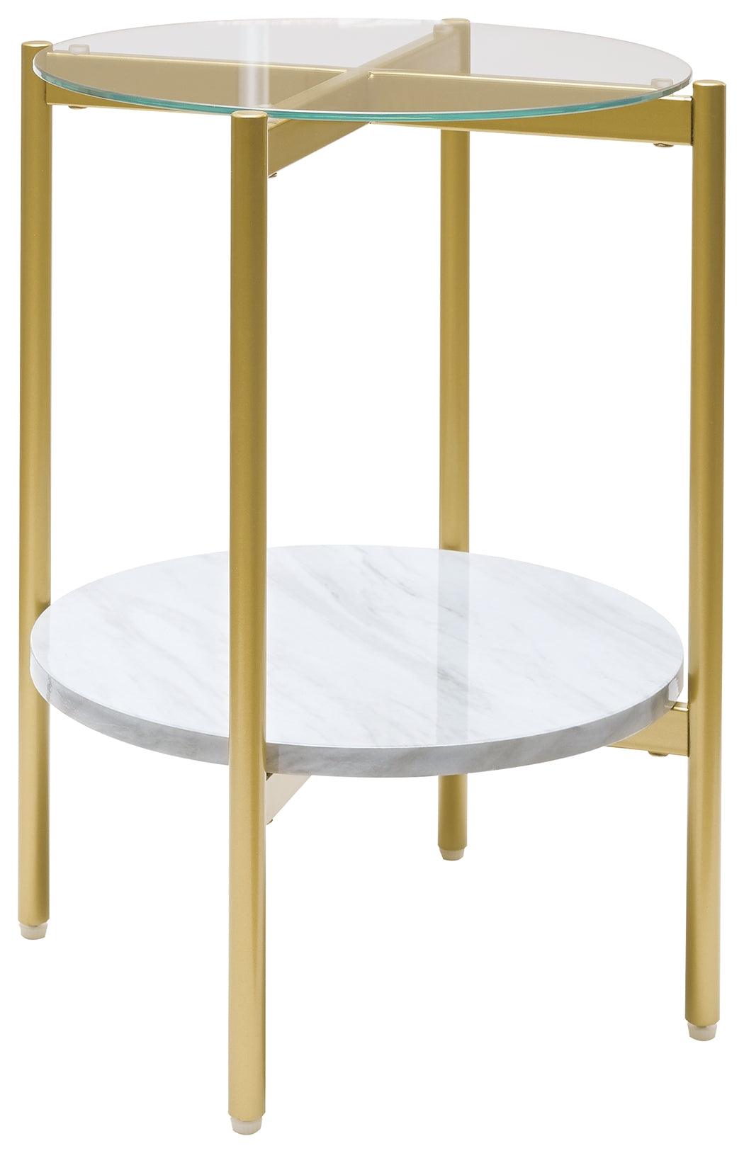 Wynora White/gold End Table - Ella Furniture