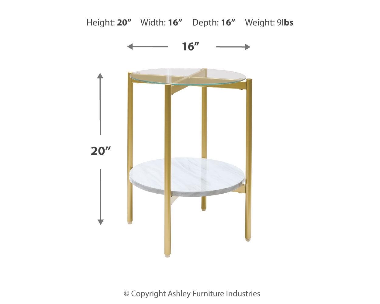 Wynora White/gold End Table - Ella Furniture