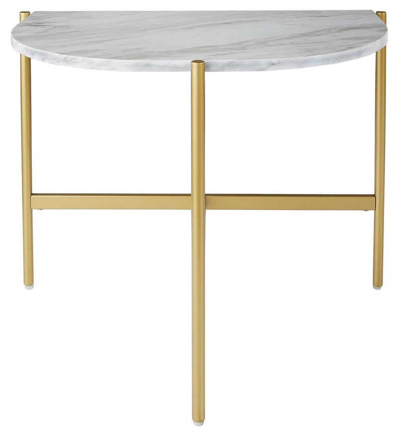 Wynora White/gold Chairside End Table - Ella Furniture