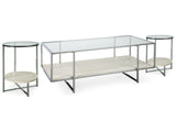 Bodalli Ivory/chrome Coffee Table With 2 End Tables - Ella Furniture