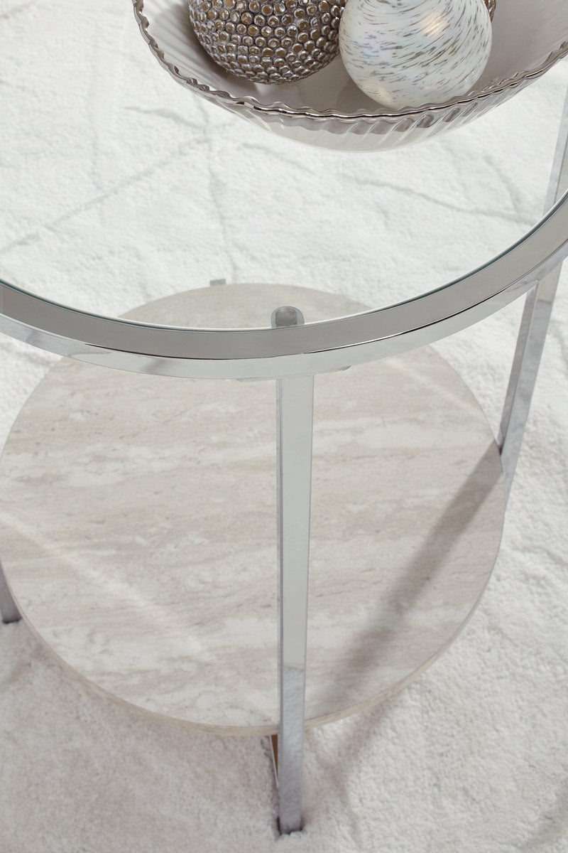 Bodalli Ivory/chrome End Table - Ella Furniture