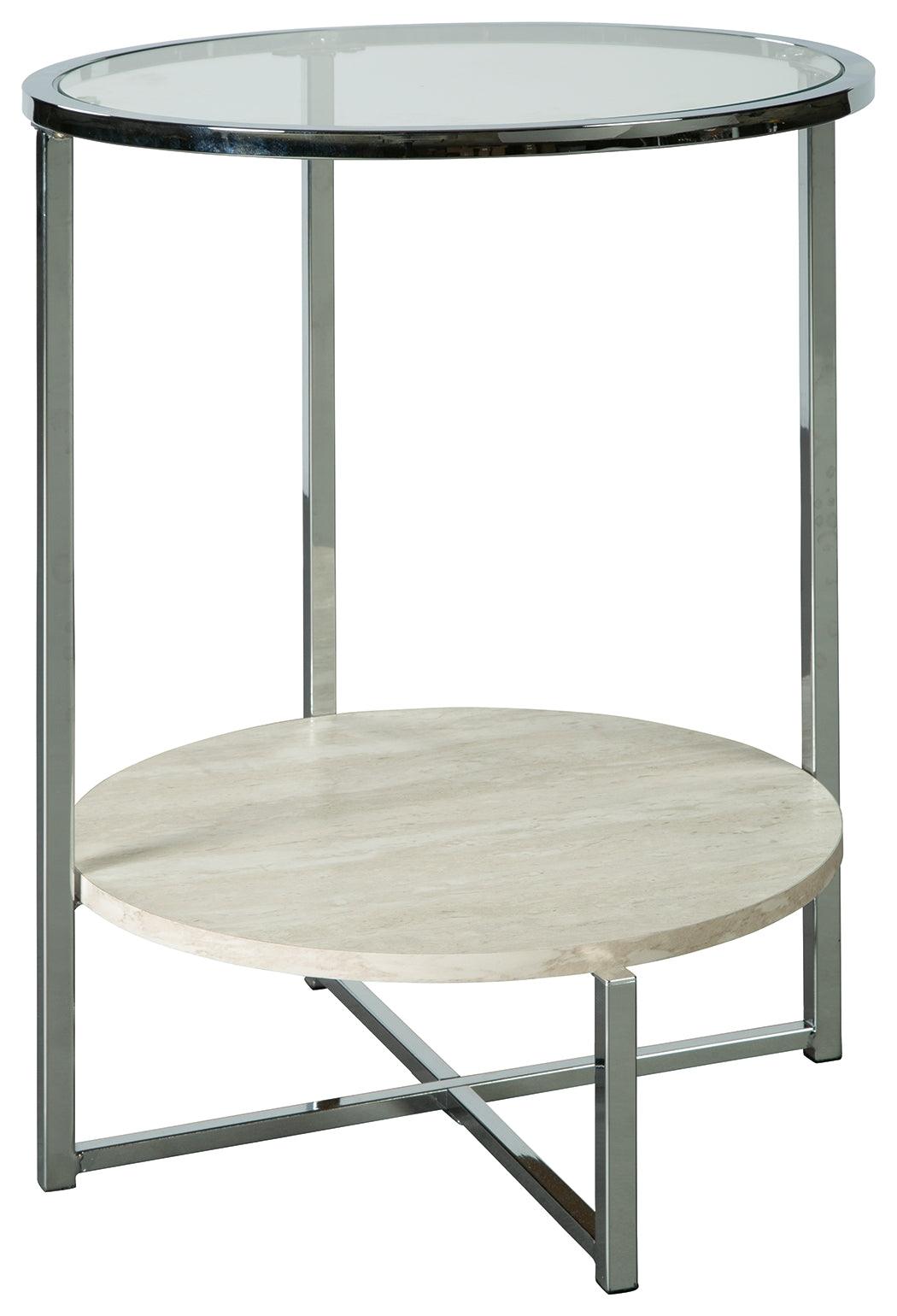 Bodalli Ivory/chrome End Table - Ella Furniture