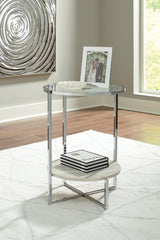 Bodalli Ivory/chrome End Table - Ella Furniture