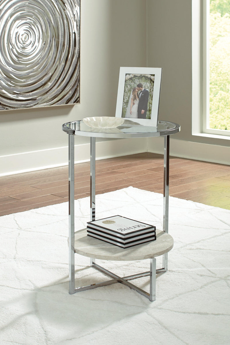 Bodalli Ivory/chrome Coffee Table With 1 End Table - Ella Furniture