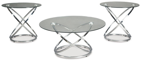 Close-up of Hollynyx end table with polished chrome frame