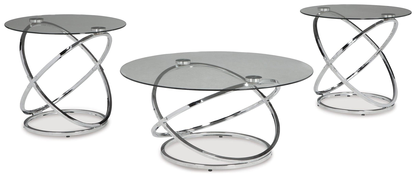 Hollynyx Chrome Finish Table (Set Of 3) - Ella Furniture
