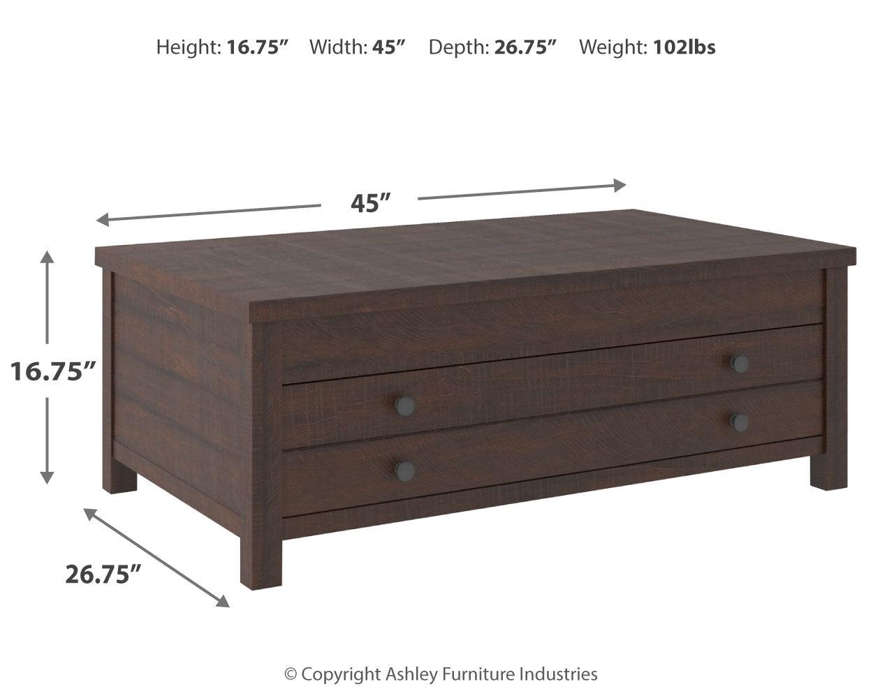 Camiburg Warm Brown Coffee Table With Lift Top - Ella Furniture