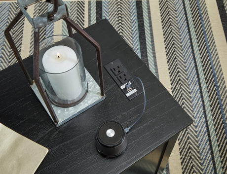 Treytown Black Chairside End Table - Ella Furniture