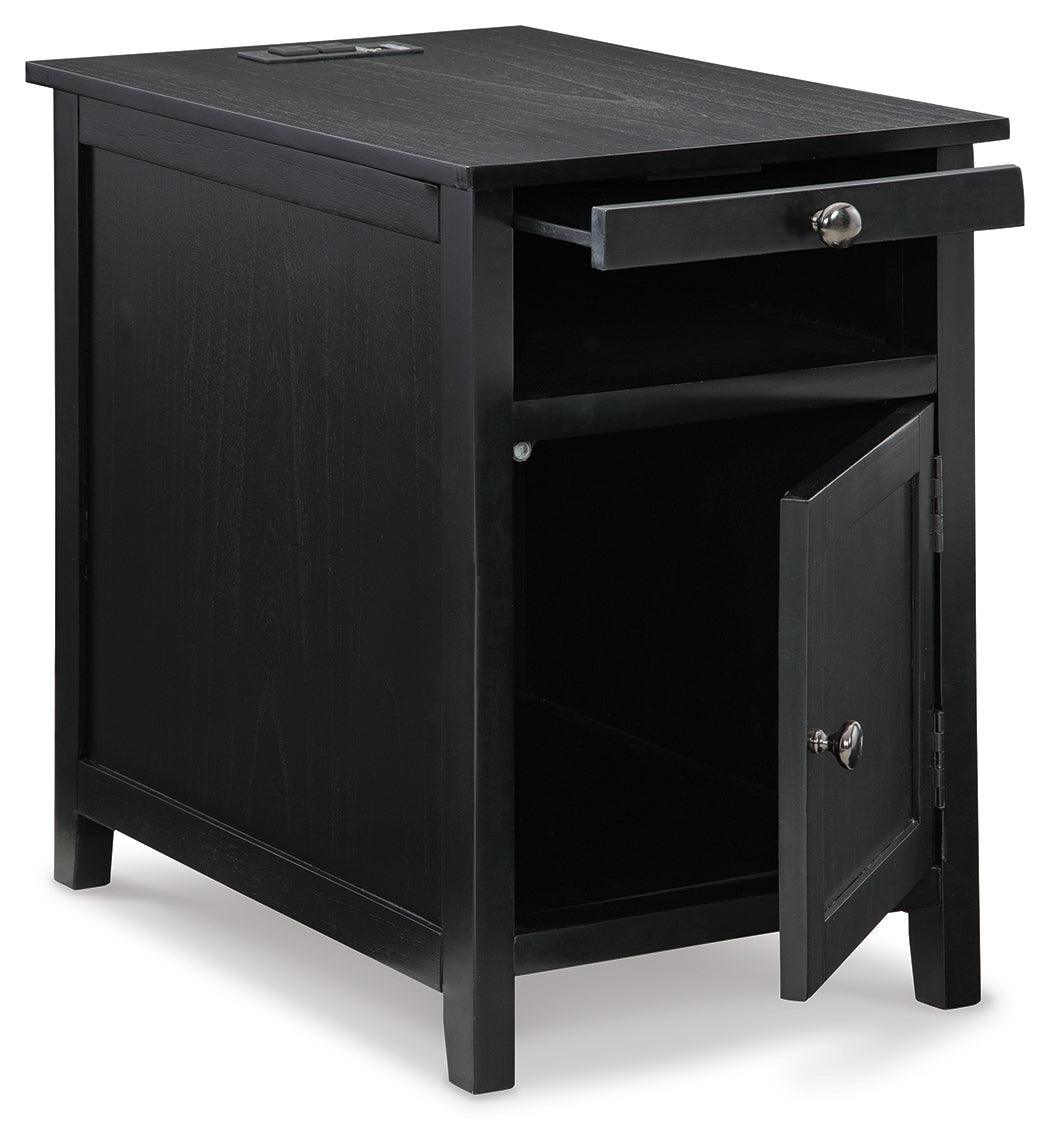Treytown Black Chairside End Table - Ella Furniture