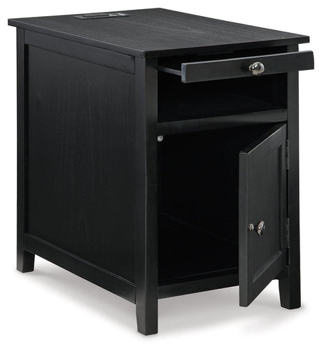 Treytown Black Chairside End Table - Ella Furniture