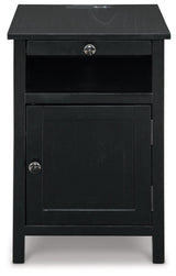 Treytown Black Chairside End Table - Ella Furniture