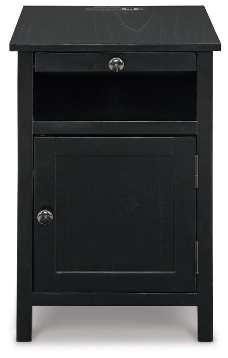Treytown Black Chairside End Table - Ella Furniture