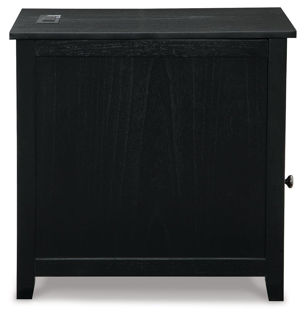 Treytown Black Chairside End Table - Ella Furniture
