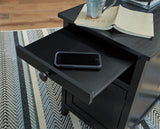 Treytown Black Chairside End Table - Ella Furniture