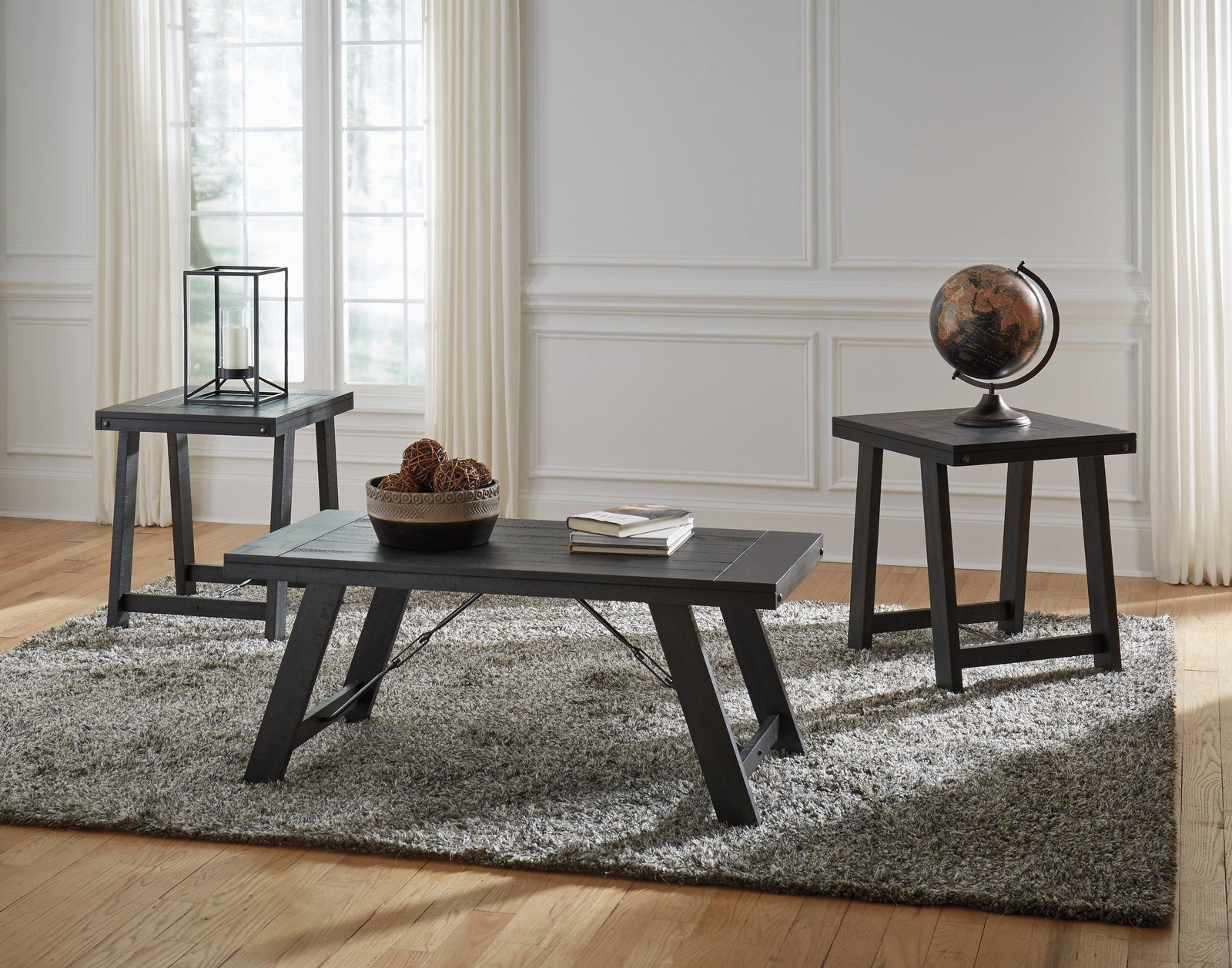 Noorbrook Black/pewter Table (Set Of 3) - Ella Furniture