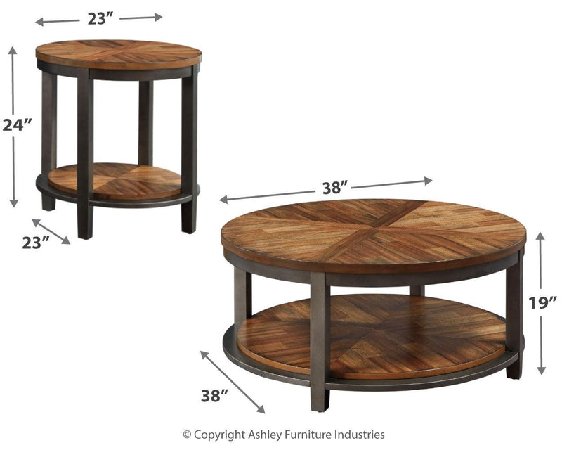 Roybeck Light Brown/bronze Table (Set Of 3) - Ella Furniture