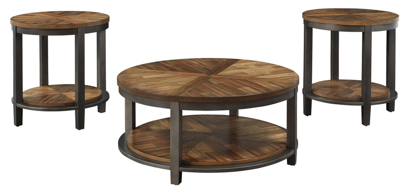 Roybeck Light Brown/bronze Table (Set Of 3) - Ella Furniture