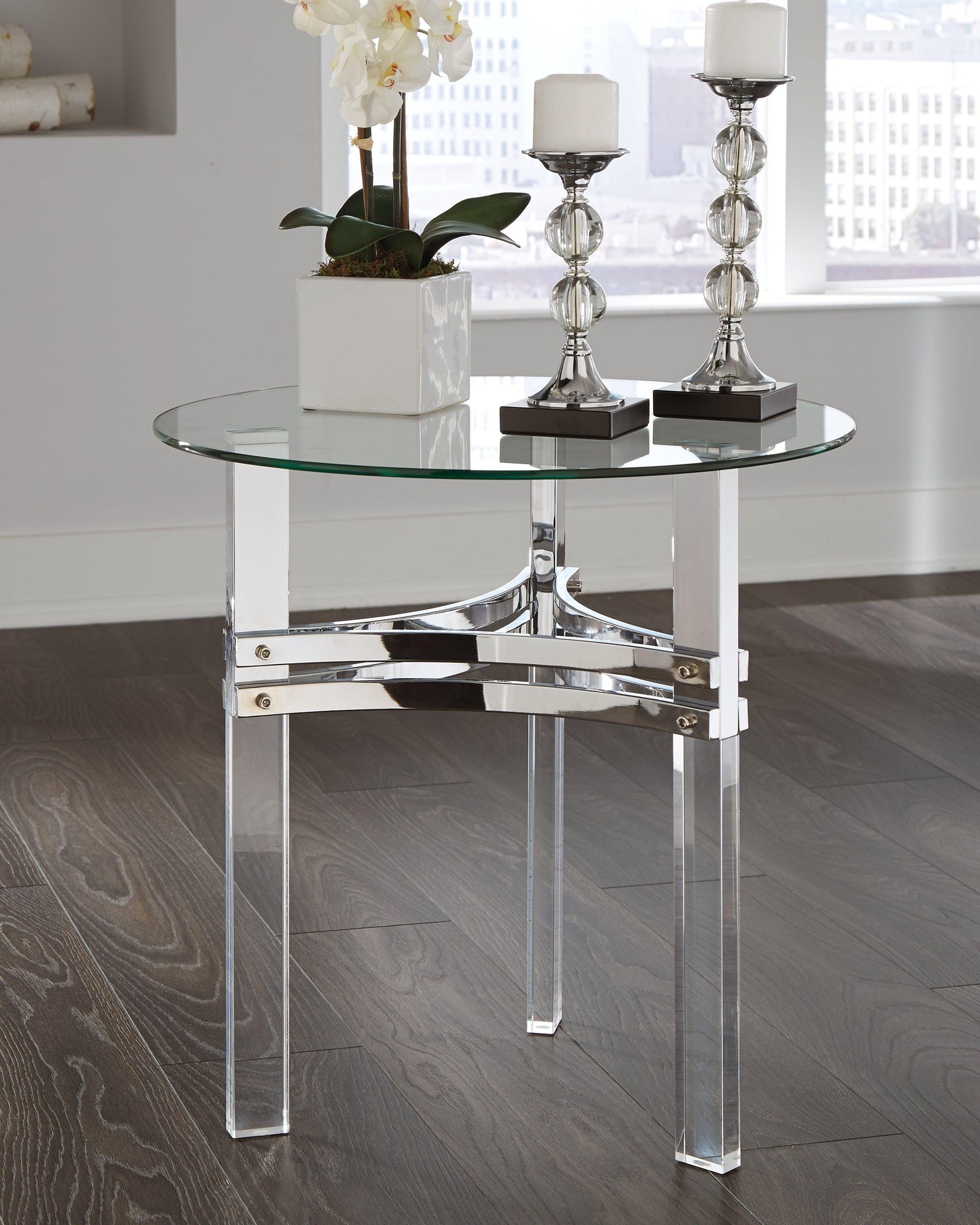 Braddoni Chrome Finish Coffee Table With 2 End Tables - Ella Furniture