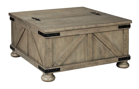 Aldwin Gray Coffee Table With Storage - Ella Furniture