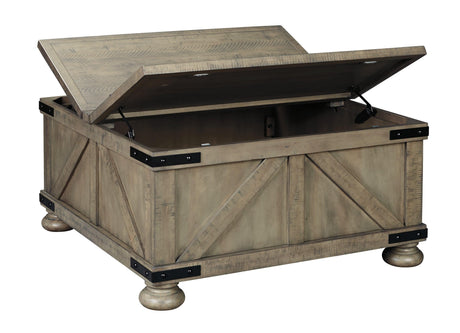 Aldwin Gray Coffee Table With Storage - Ella Furniture