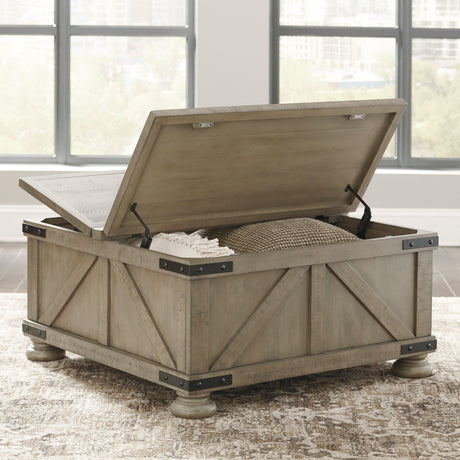 Aldwin Gray Coffee Table With Storage - Ella Furniture