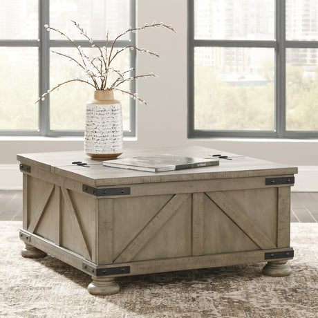 Aldwin Gray Coffee Table With Storage - Ella Furniture