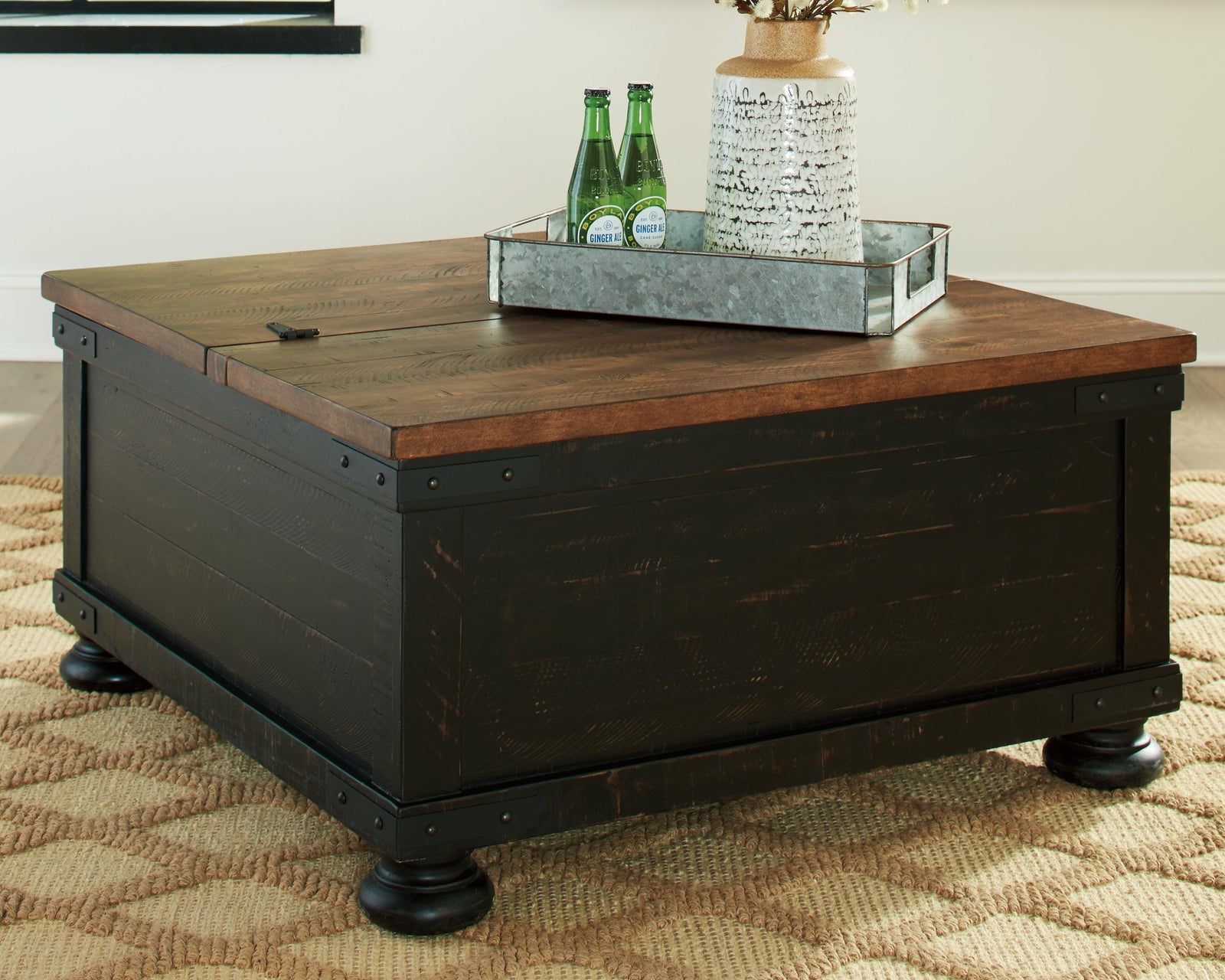 Valebeck Black/brown Coffee Table With Lift Top