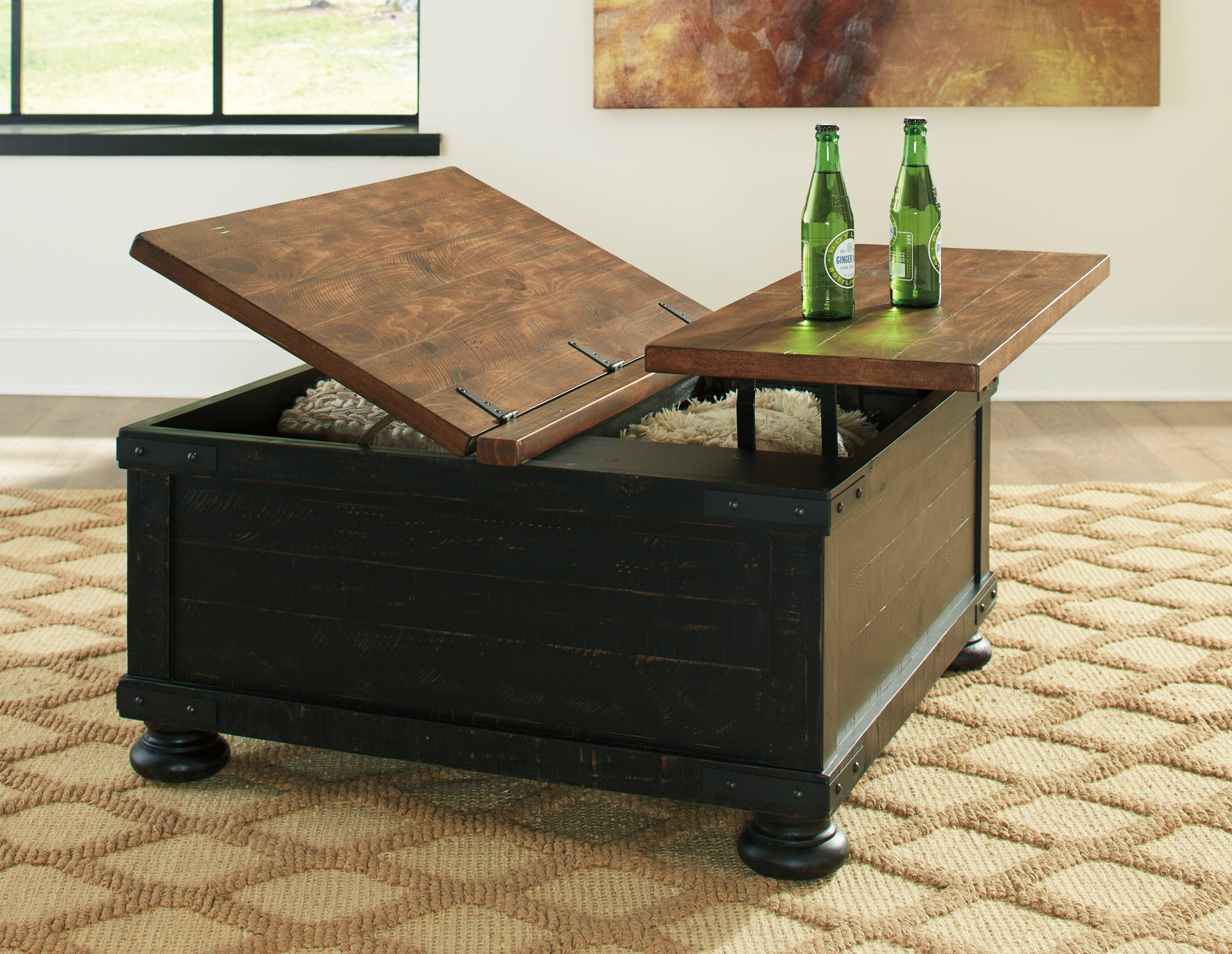 Valebeck Black/brown Coffee Table With Lift Top - Ella Furniture