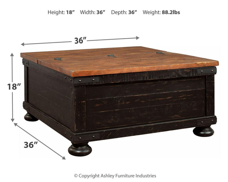 Valebeck Black/brown Coffee Table With Lift Top