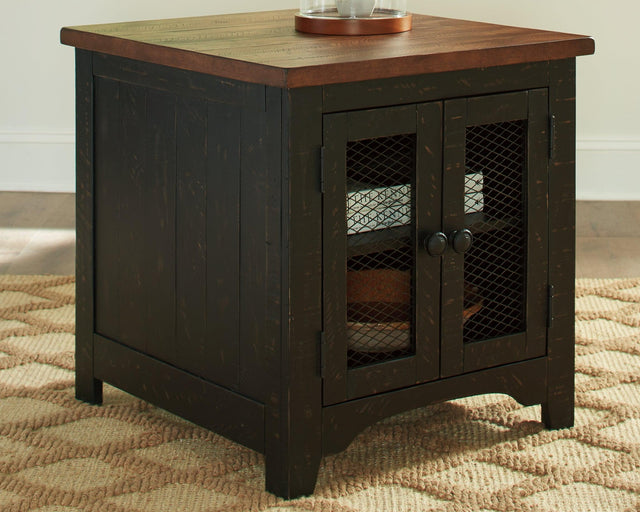 Valebeck Black/brown End Table - Ella Furniture