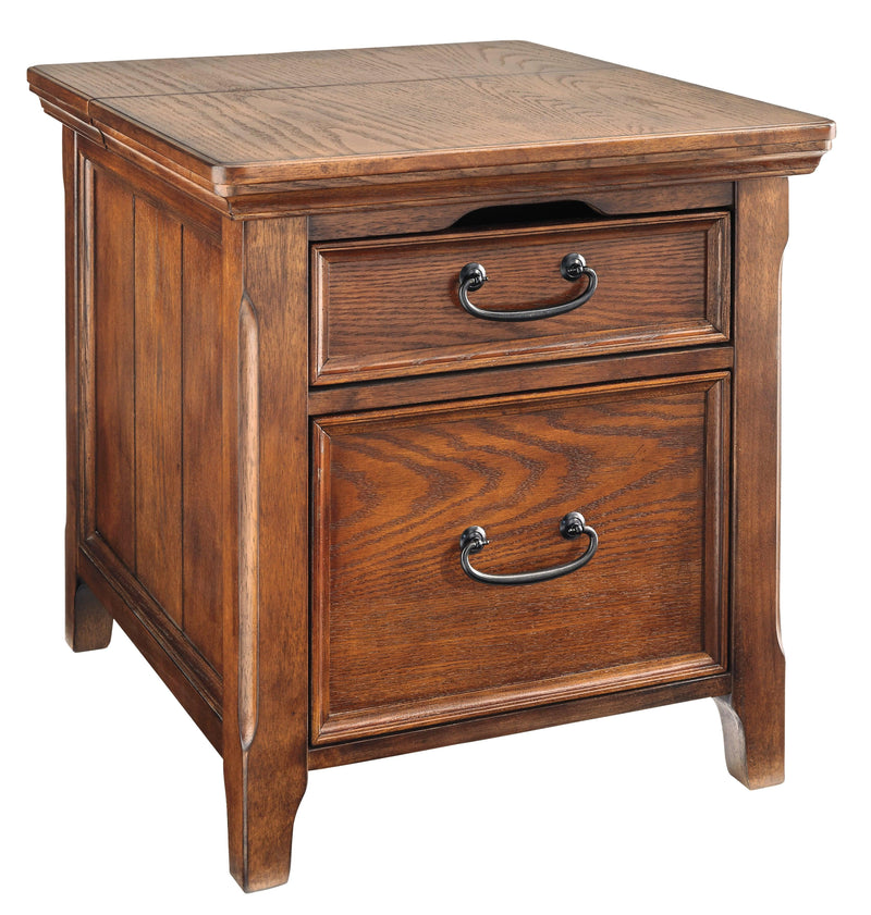 Woodboro Dark Brown Media End Table With Power Outlets