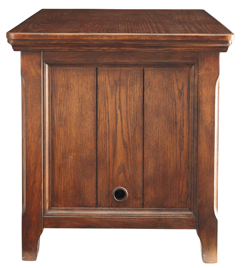 Woodboro Dark Brown Media End Table With Power Outlets