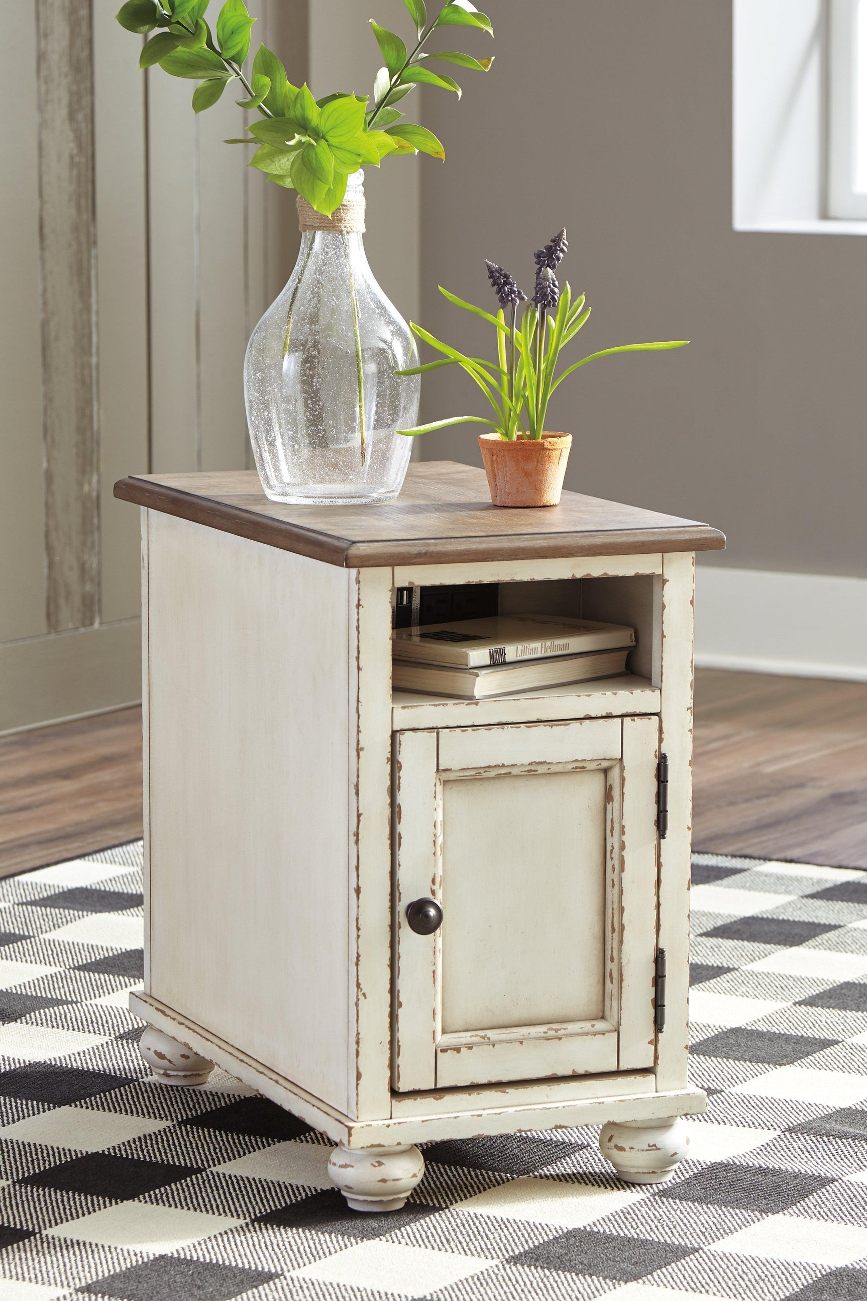 Realyn White/Brown Chairside End Table - Ella Furniture