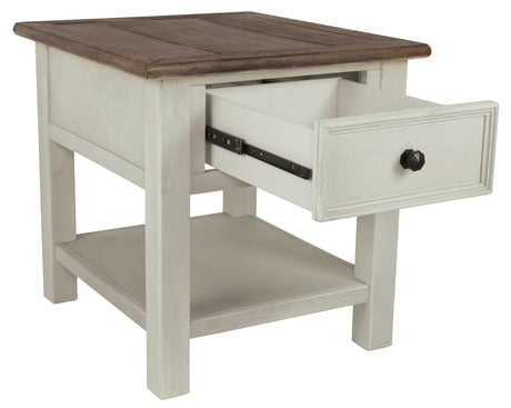 Bolanburg Two-tone Chairside End Table With Usb Ports & Outlets - Ella Furniture