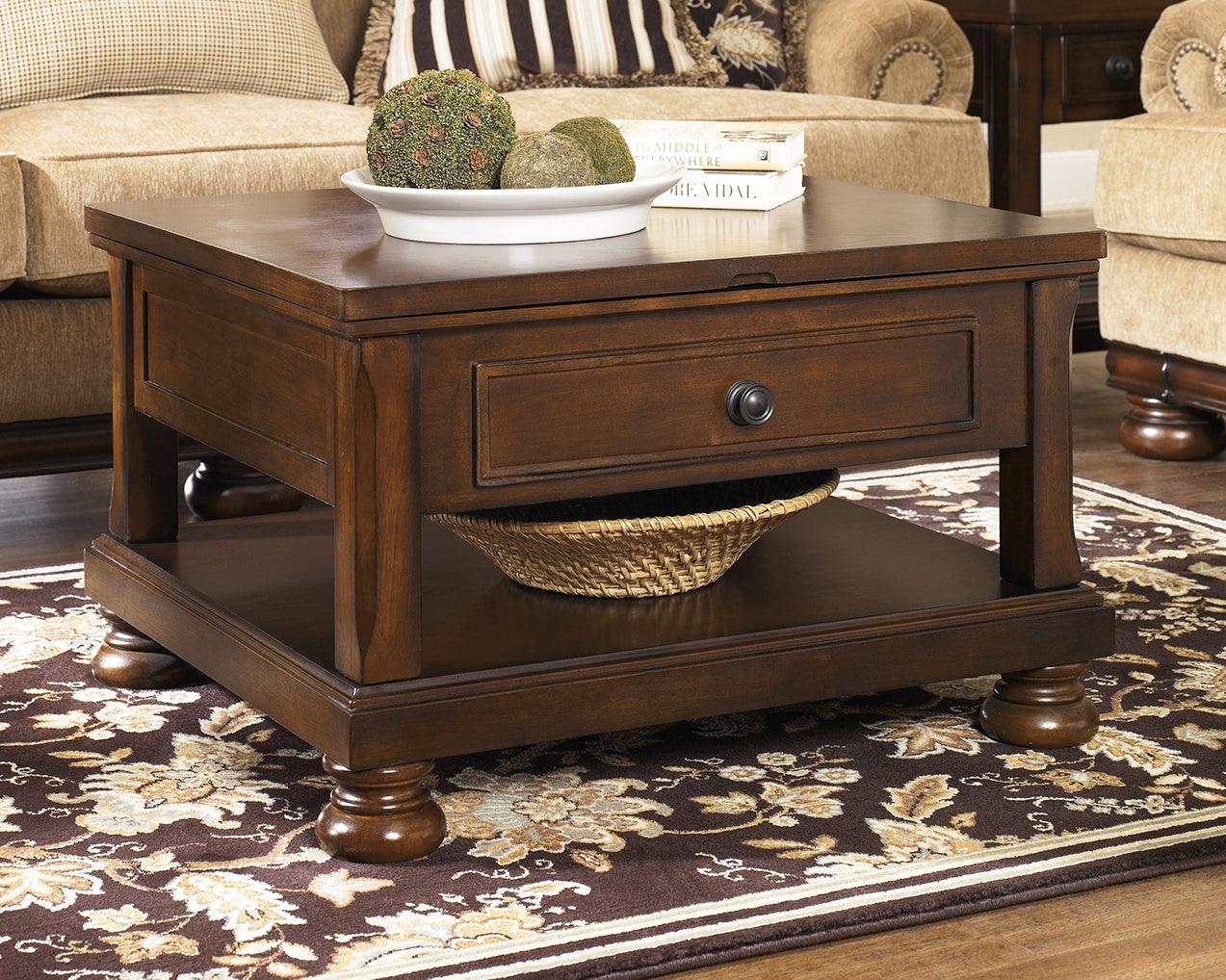 Porter Rustic Brown Coffee Table With Lift Top - Ella Furniture