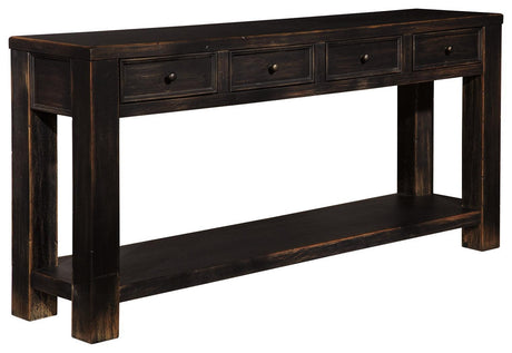 Dark bronze drawer pull close-up on Gavelston Sofa Console Table