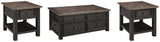 Tyler Grayish Brown/Black Creek Coffee Table With 2 End Tables - Ella Furniture