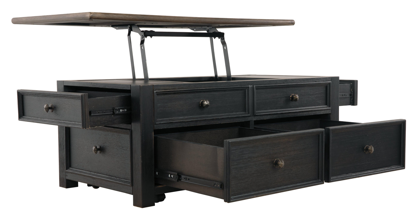 Tyler Creek Grayish Brown/Black Coffee Table With Lift Top - Ella Furniture