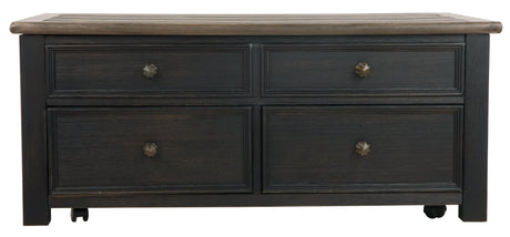 Tyler Creek coffee table fully assembled with rustic finish